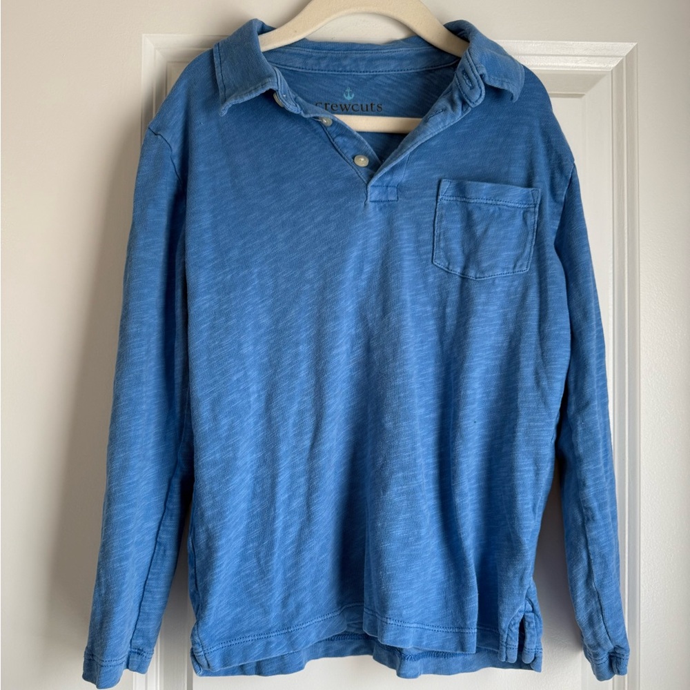 Crewcuts Blue long sleeve boys polo, size 6/7, 100%cotton, worn once